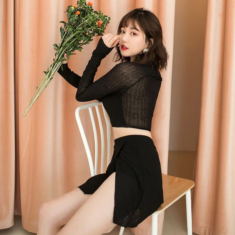 

2019 New Style Korean-style Conservative Two-piece Swimsuits Women's Sexy Plaid Bikini Low-Cut Camisole Hot Springs Bathing Suit