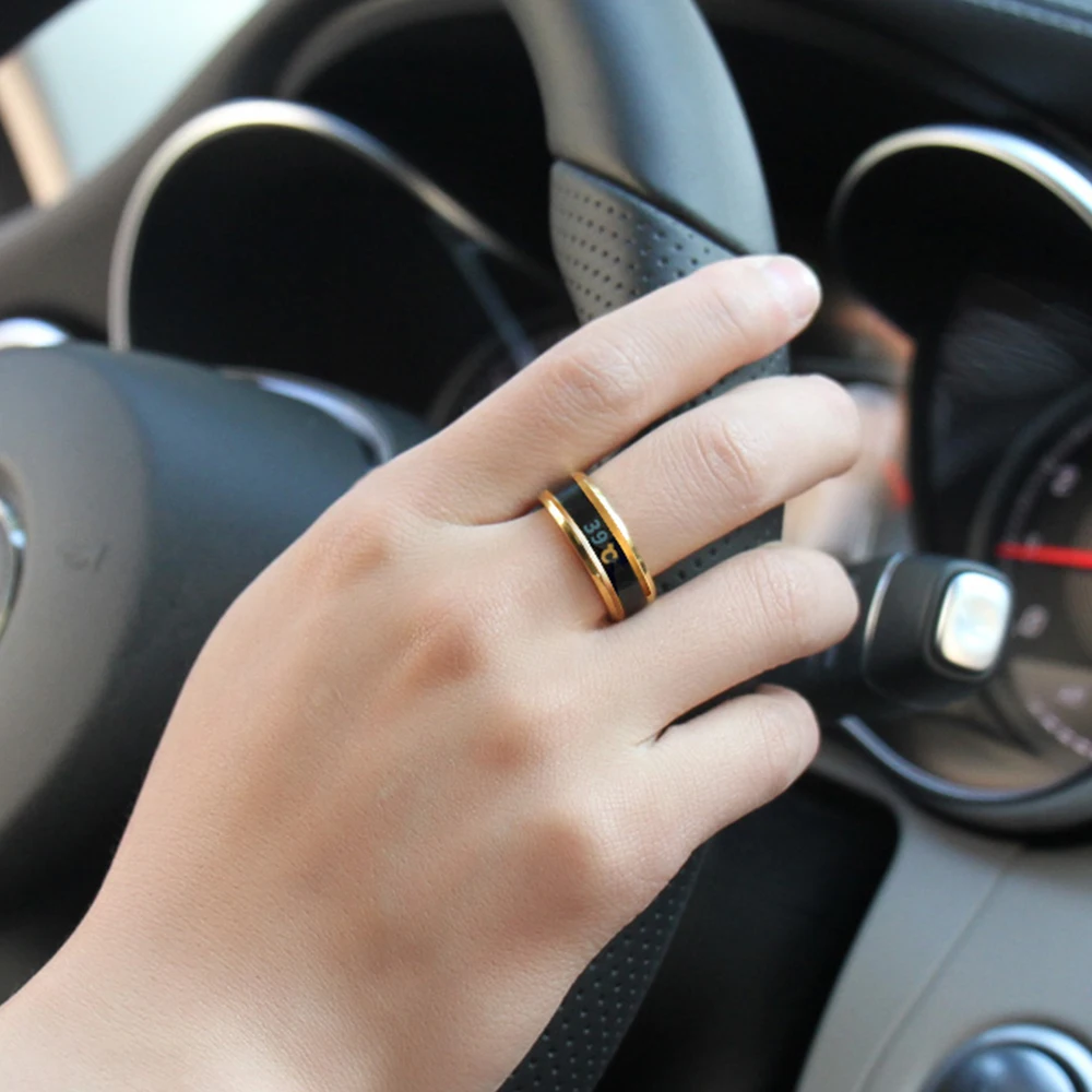 Unisex Body temperature Display Smart Health Ring Feeling Change Color For  Women Men Black Blue Rings