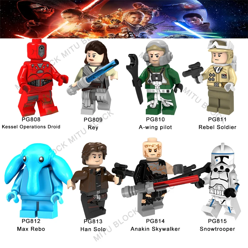 Одиночная Звездные войны кирпичная Кессель операции Droid Rey A-Wing пилот Rebel солдат Макс ребо Хан Solo Анакин строительный блок