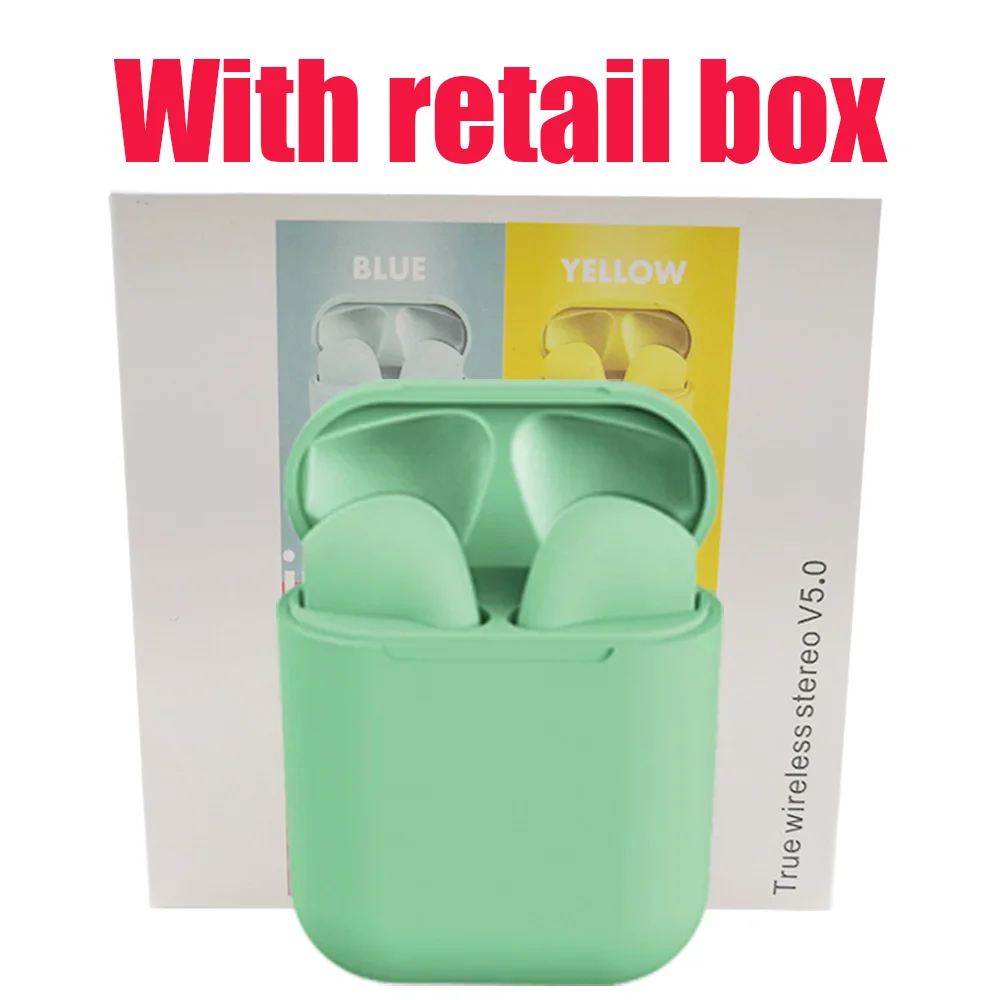 Green Оригинальные inpods 12 Беспроводные наушники i12 tws наушники Macaron 12 inpods 12 i12 tws наушники для смартфона PK i7 i11 i14 TWS - Цвет: Green