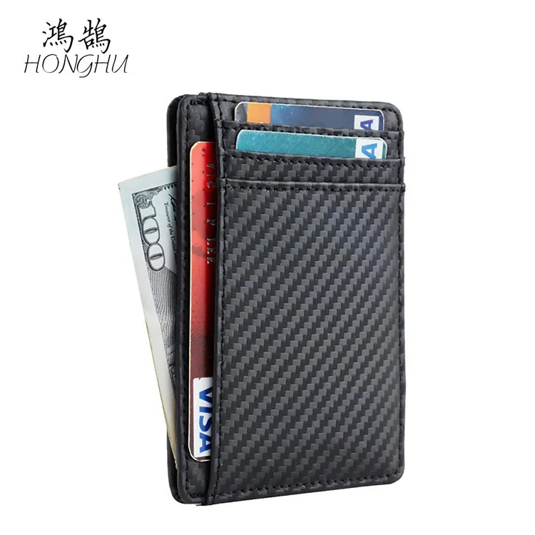

Europe And America Carbon Fiber Card Package Genuine Leather RFID Anti-Degaussing Card Holder Bank Card Holder MEN'S Wallet Cust