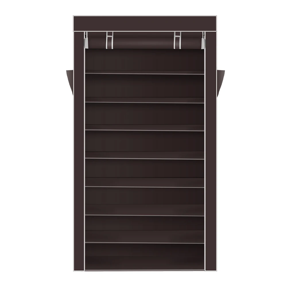 

10 Tiers Shoe Rack with Dustproof Cover Closet Shoe Storage Cabinet Organizer Dark Brown