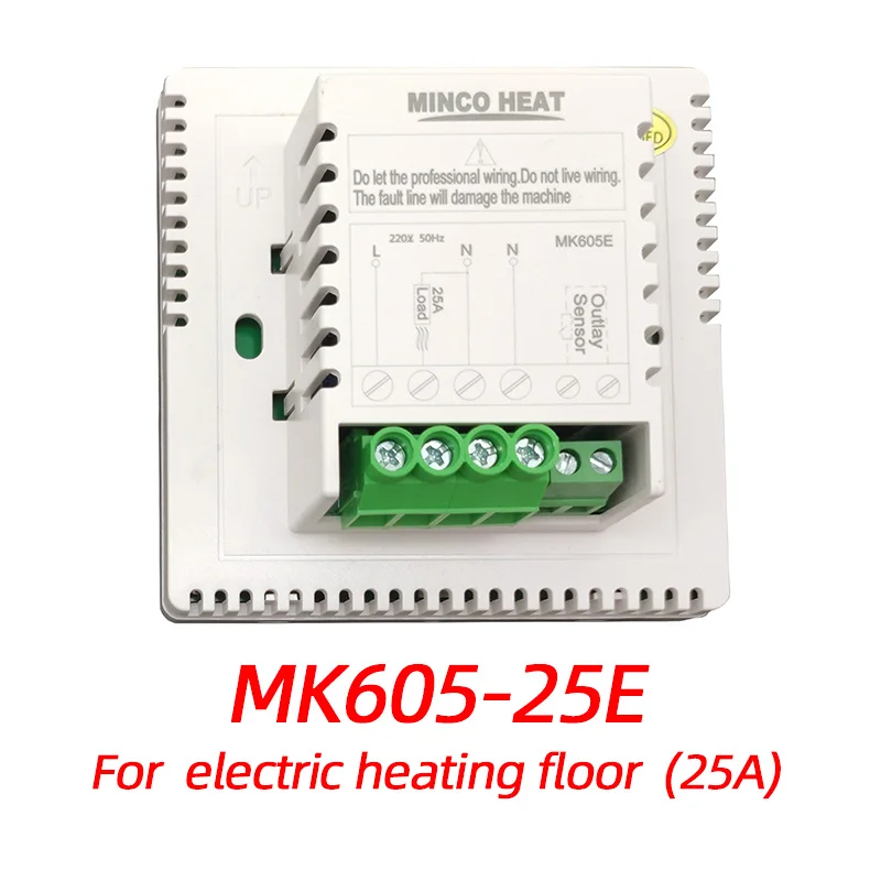 MK605 Minco Heat 3A 16A 25A Электрический или водный 230 в цифровой ЖК-дисплей Еженедельный программируемый терморегулятор для обогрева пола - Цвет: Electric 25A