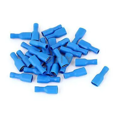 

30pcs 6.35 x 0.8mm Insulated Female Crimp Terminal Connectors Blue FDFD2-250