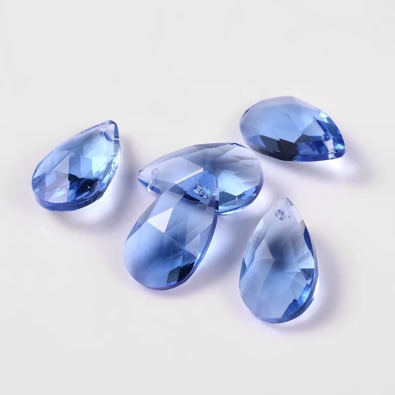 RoyalBlue Pandahall 100 шт./лот стеклянные разноцветные Кристальные прозрачные граненые подвески 16x9x6 мм(0,62x0,35x0,23 дюйма), отверстие: 1 мм - Окраска металла: RoyalBlue