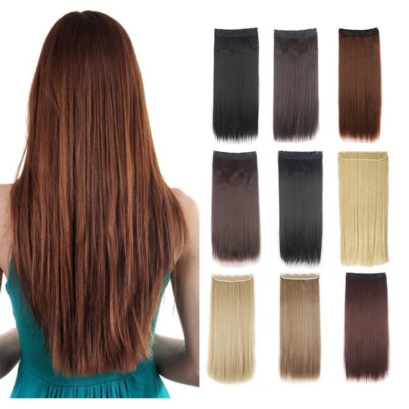 Lelinta 26&ldquo;Thick Long Straight One Piece Ombre Clip In on Hair Extensions Hairpieces with 5 Clips 140grams