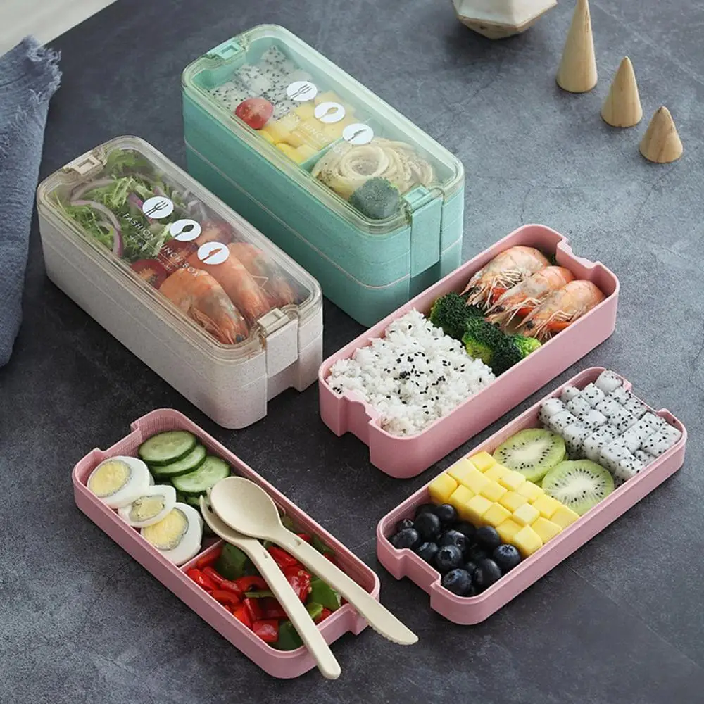 900ml 2 Layers Lunch Box Wheat Straw Non Toxic Bento Bo Wheat Straw Non Toxic Bento Bo