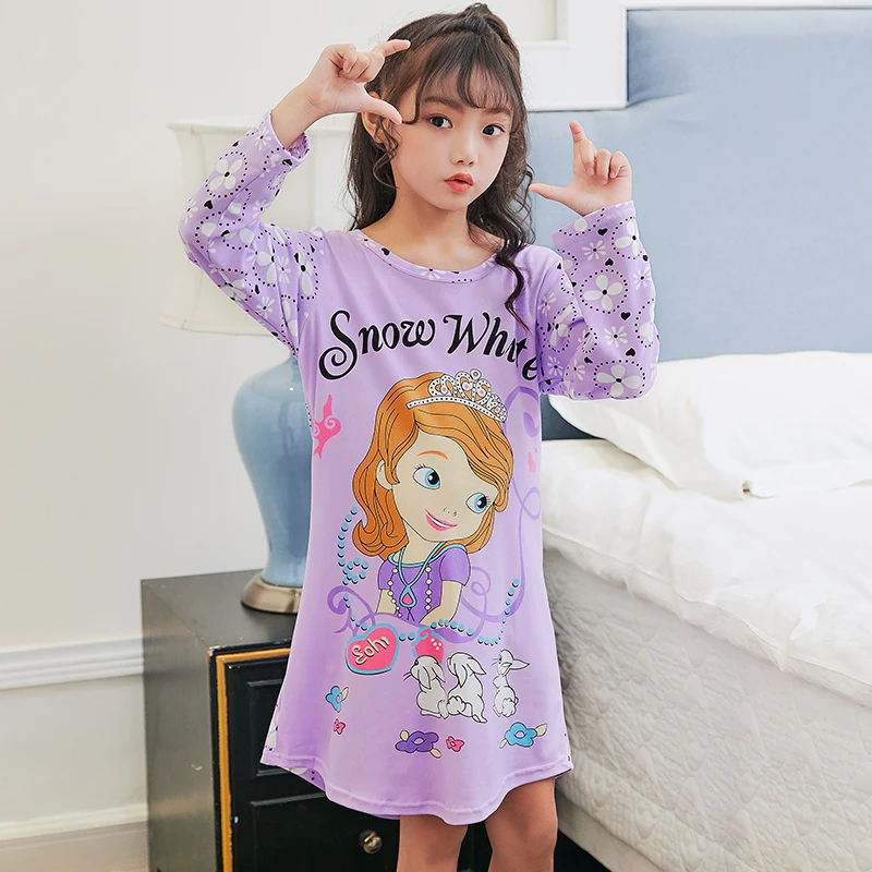 RN-9 детская одежда для сна с длинным рукавом в году Осень Девочки ночные рубашки мультфильм дети милые весна принцесса пижамы для сна партии - Цвет: CQ hui B sufeiya