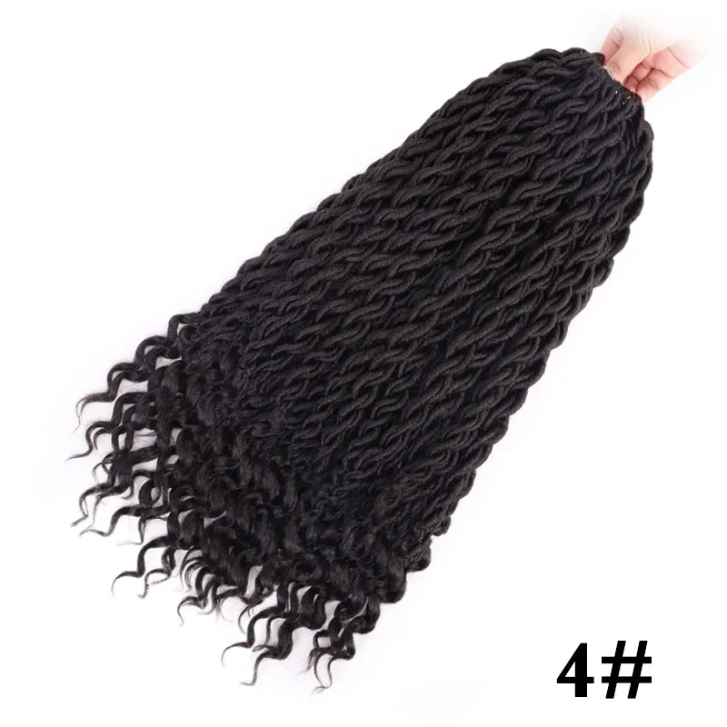 #4 Элегантные Музы богемные вязанные косички Faux locs Curly вязанные волосы 18 дюймов 24 пряди Омбре косички для наращивания синтетические волосы - Цвет: #4