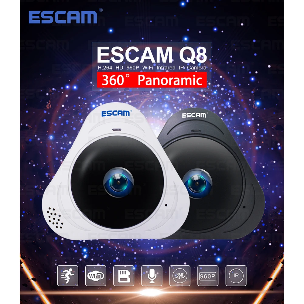 Webcam IR Night View IP Camera Security Built-in Mic 360°Panorama 1.3 Million Pixels High-Definition | Безопасность и защита
