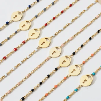 

ZMZY New Fashion Stainless Steel Accessories Simple Cute Gold Heart Bracelet Women LOVE Lock Charm Chain Bracelet wholesale