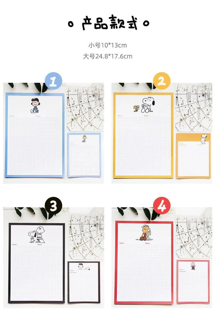 Два размера Peanuts Rogue Dog Charlie Cartoon Kawaii grid memo pad Note Pad Блокнот бумага книга сообщений школа планирования офис - Цвет: 4th set