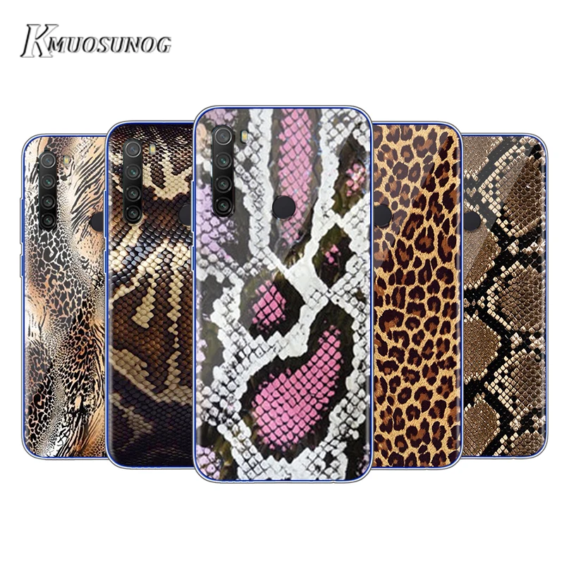 

Transparent Silicone Cover leopard print Snake skin art pattern For Xiaomi Redmi Note 9 9S Max 8T 8 7 6 5 Pro 5A 4X 4 Phone Case