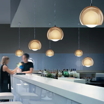 

Nordic Design Double-layered LED Glass Pendant Lights Lighting Loft Restaurant Pendant Lamp Living Room Light Fixtures Luminarie