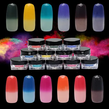 

High Temperature Nail Warming Powder Classic 12 Colors Gradient Nail Mirror Magic Mirror Powder Nail Temperature Change Powder