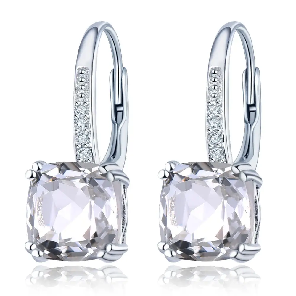 Hutang 3.94ct желтый цитриновые серьги 925 пробы серебро 12 натуральный драгоценный камень Изысканные Ювелирные изделия из кристаллов для Для женщин на Рождество - Цвет камня: White opaz