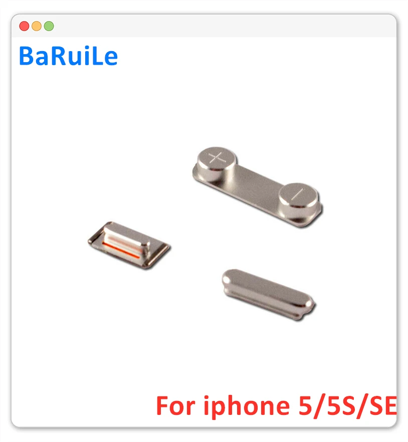 BaRuiLe 10set Side Button for iPhone 5S SE Power On Off + Volume Switch Mute keypad iphone 5 Repalcement Parts | Мобильные телефоны