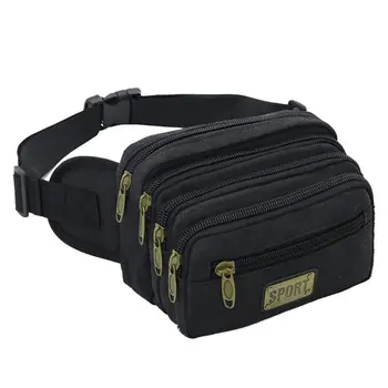 

Vintage Canvas Waist Bag Multiple Pocket Fanny Pack Hip Purse Belt Bag Bum Bag for Sports Travel 23GE