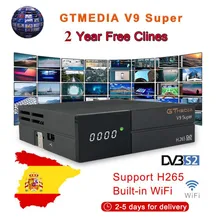 GT медиа спутниковый ресивер V9 супер DVB-S2 H2.65 FREESAT V9 супер спутниковый ТВ ресивер HD 1080P с 2 года 6 линий