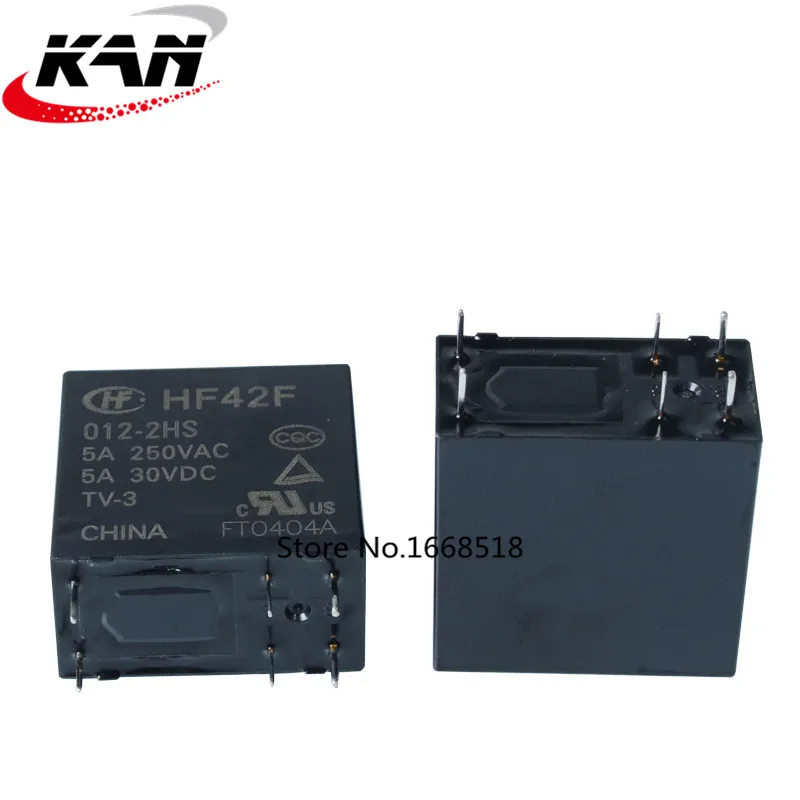 10 шт./лот Мощность реле JZC-42F HF42F-005-2HS HF42F-012-2HS HF42F-024-2HS 5A250VAC 6PIN 2 группы нормально разомкнутый