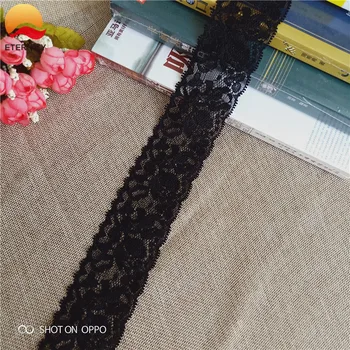 

*5cm S1009 wholesale flower pattern black elastic soft mesh eye nylon spandex gold lace decorative stretch underwear