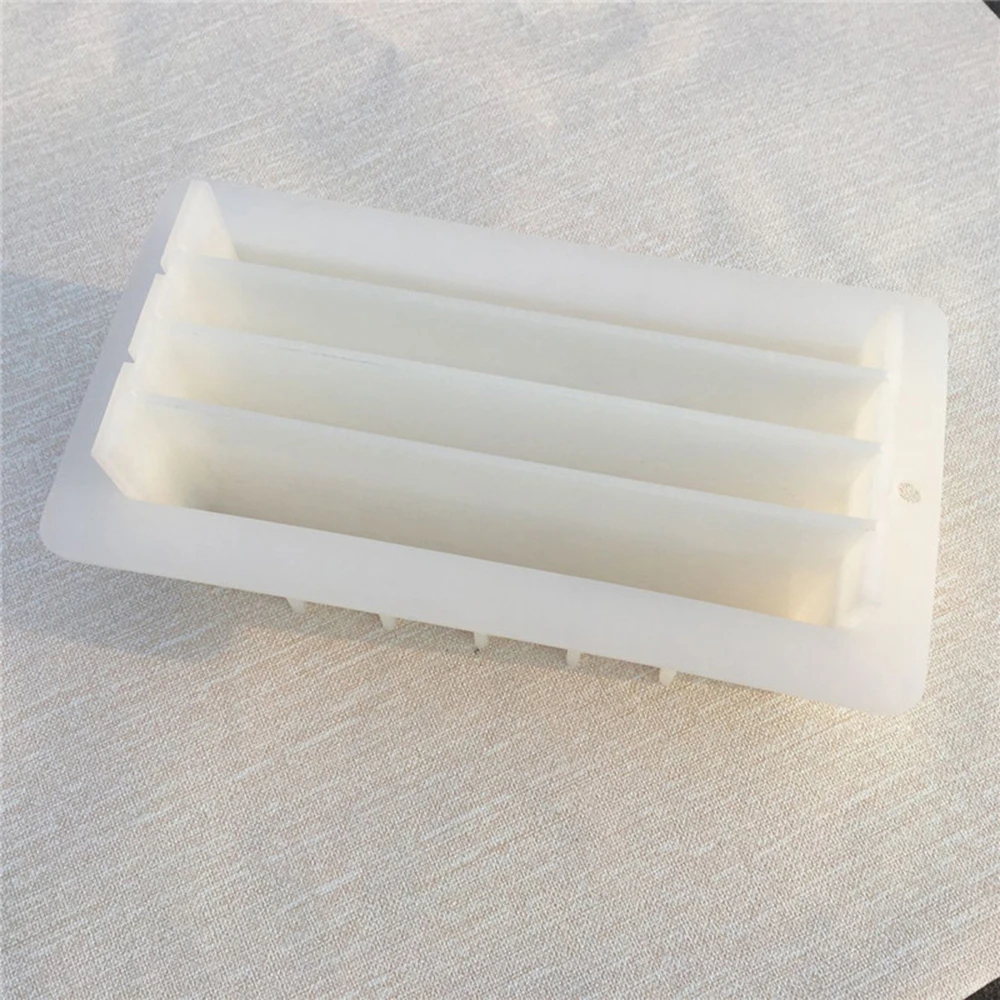 

New Rendering Soap Silicone Mold with Transparent Vertical Acrylic Clapboard White Rectangular Mould for DIY Handmade