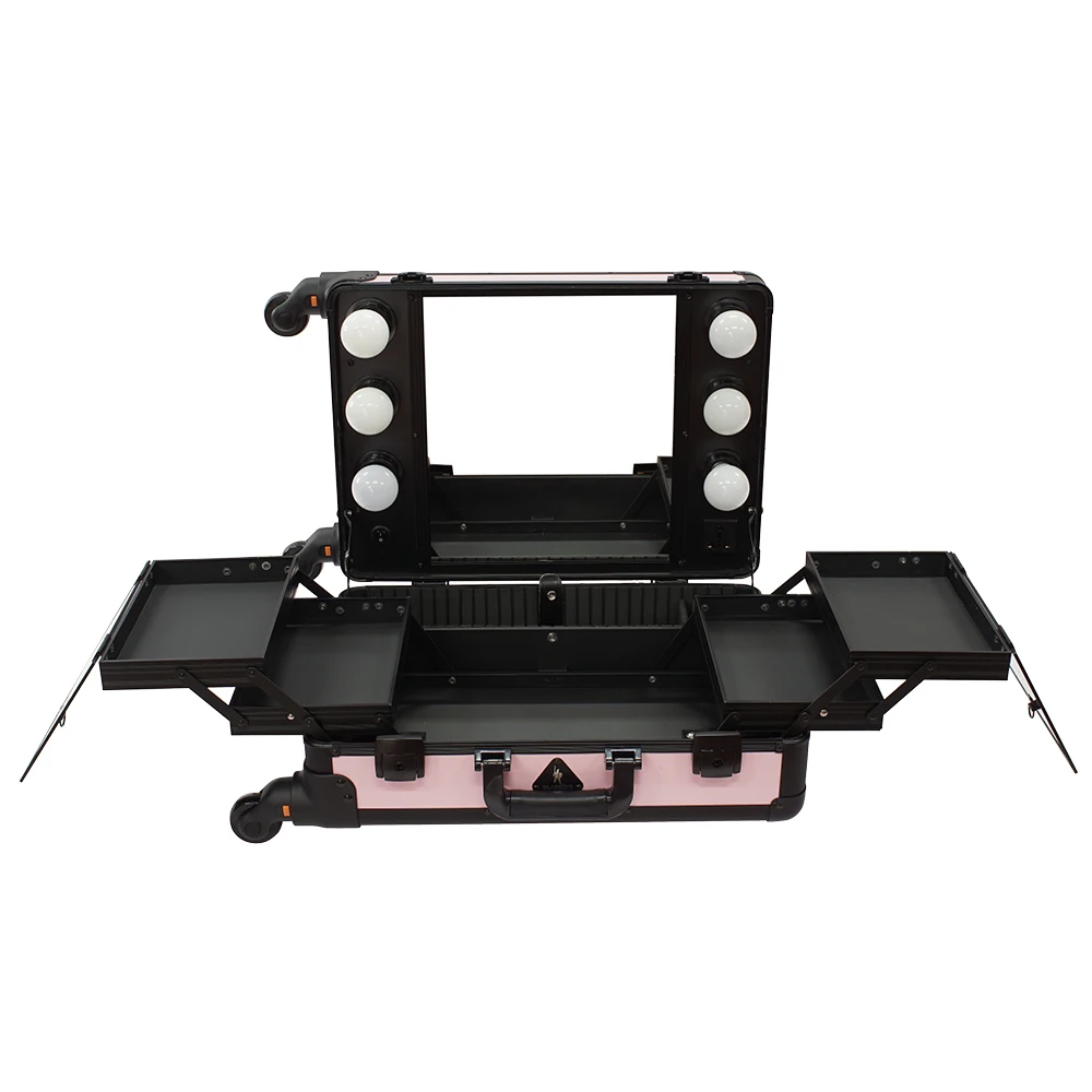 

New professional travel beauty vanity trolley case on wheels with light DB9556K-W professional cosmetic trolley case