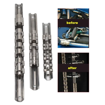 

8 Positions Socket Rack Storage Rail Tray Holder Tool Stand Shelf Organizer Storage Car Repair Tools Stainless Steel