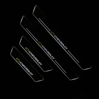 

Acrylic door sill plate strip with led decorative welcome light moving door scuff for Chevrolet series