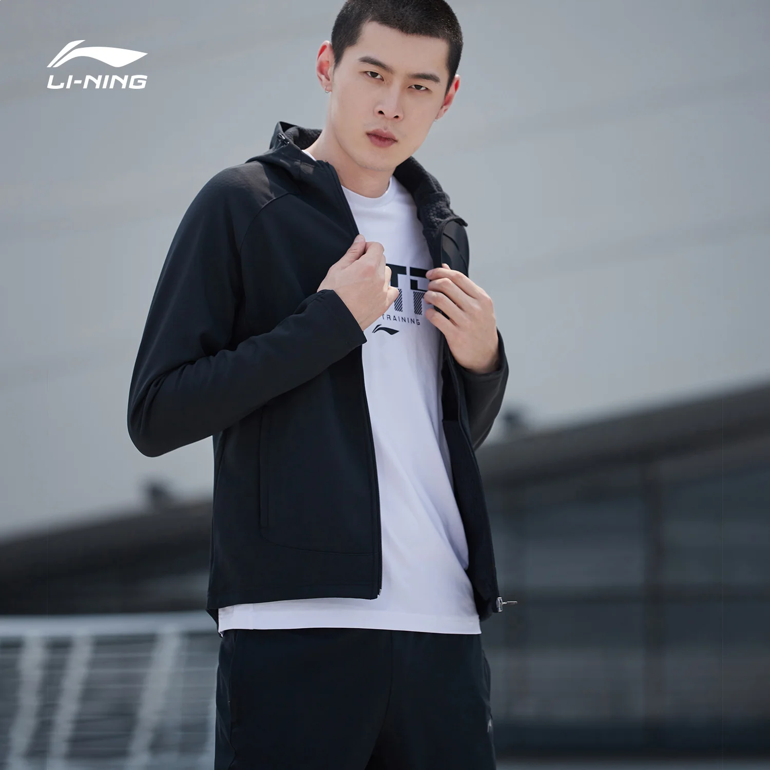 (Клиренс) Li Ning Мужская Беговая ветровка куртка теплый флисовый Тренч тонкая
