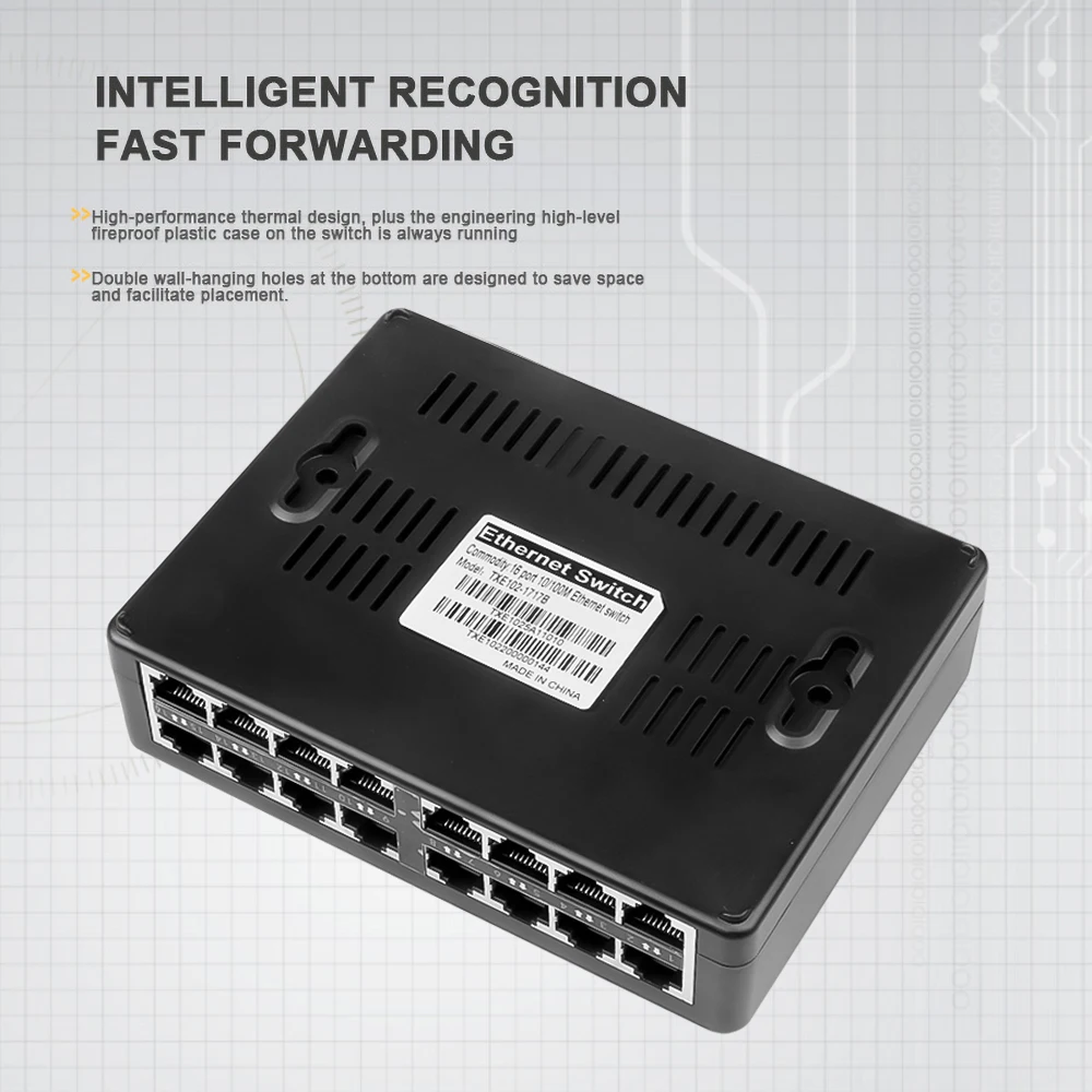 Kebidumei Высокое качество 10/100 Мбит/с 16 Порты Fast Ethernet сетевой коммутатор Gigabit LAN RJ45 Vlan