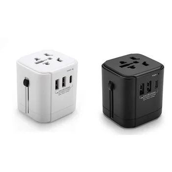 

Universal Travel Power Socket, All-In-One AC Power Plug Adapter Wall Charger, High Power 4.5A Smart 2 USB 3A 1 Type C Port