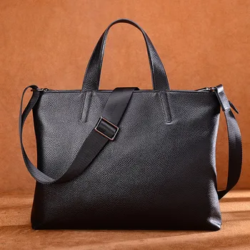

New Handbag Men's Leather Cross-Section Casual Briefcase Soft First Layer Leather Crossbody Bag Business Computer Men