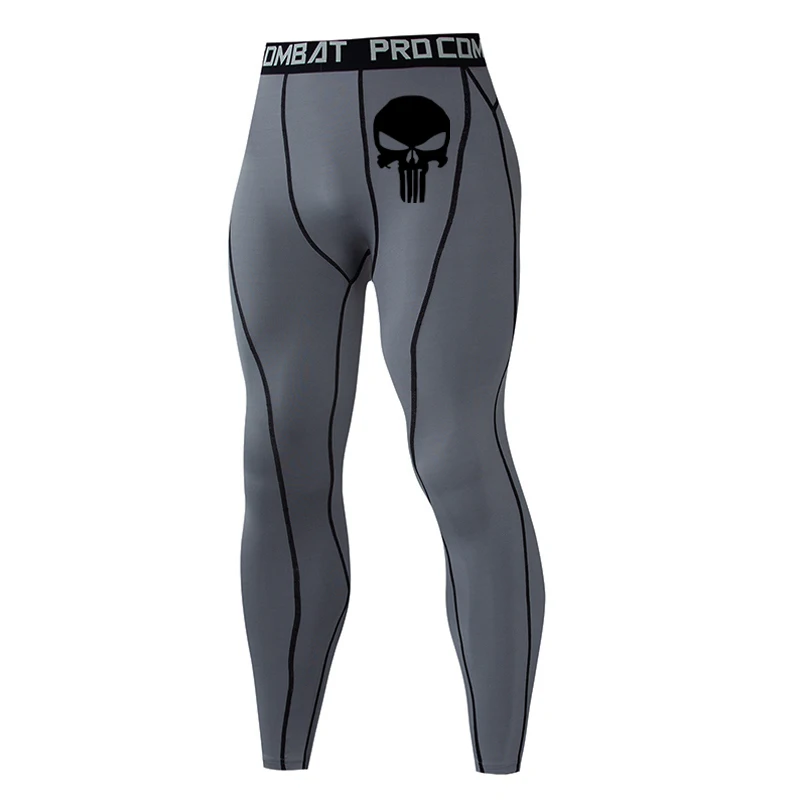 New Thermal Pants Skull print Spandex tights Fitness leggings Compressed MMA tactical trousers Base Jogging clothing men Brand