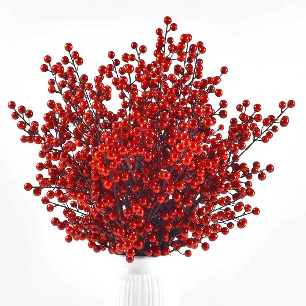 Artificial Plants Fruits Berry Plastic Branch Foam Plant Faux Tree Bonsai Decoration Flowers Wedding Garden Home Decor 10pcs DIY