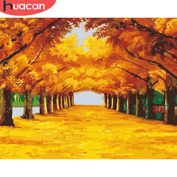 

HUACAN Paint By Number Tree Drawing On Canvas HandPainted Painting Art Gift DIY Pictures By Number Forest Kits Home Decor