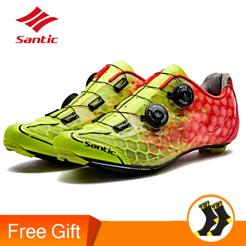 Santic Men's Cycling Shoes Road Bike Carbon Fiber Sole Self-lock Bicycle Shoes 