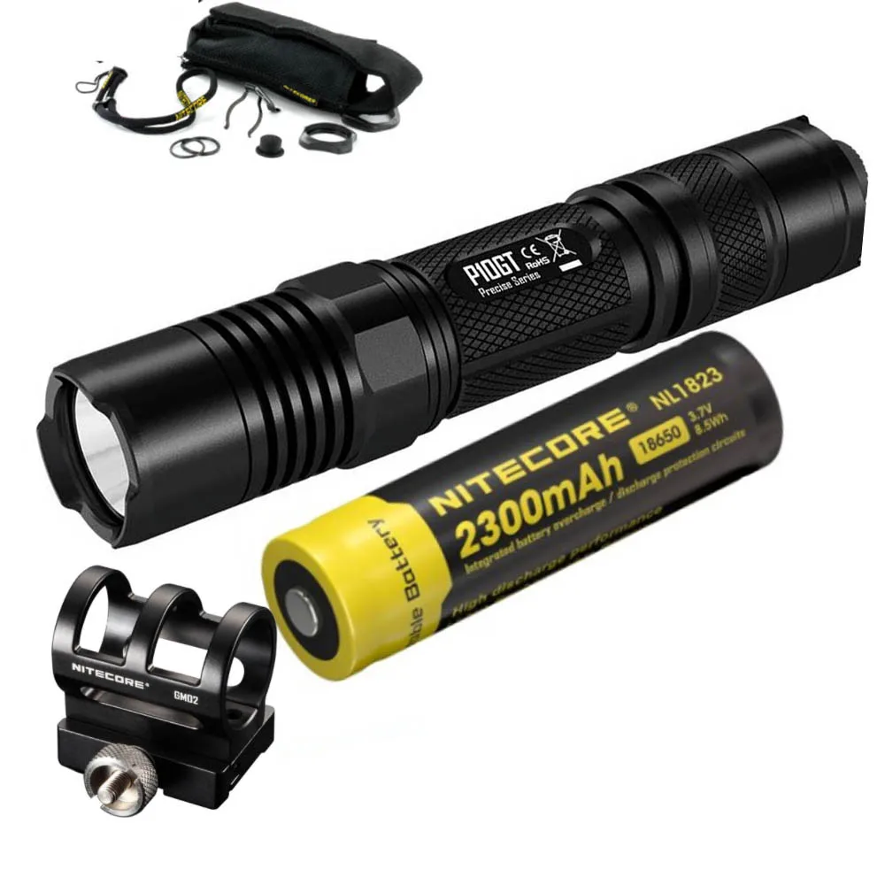 NITECORE P10GT Tactical Flashlight CREE XP-L HI V3 LED max 900 lumen beam throw 286 meter torch+ GM02 - Испускаемый цвет: P10GT NL1823 GM02