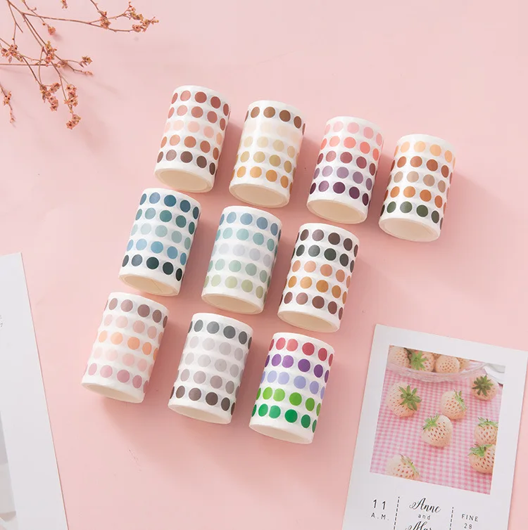 Cinta Washi de puntos con gradientes de colores, suministros de papelería para escuela y oficina, 60mm x 3m