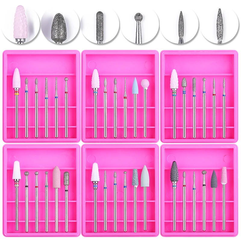 

6PCS Multi Size Nail Drill Bits Set Nail File Tool Milling Cutter Electric Pedicure Machine Nail Drill Nail Art Replacement Too
