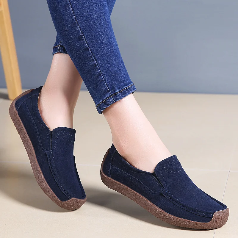 

Spring/Autumn Womens Snail Boat Shoes Genuine Leather Casual Shoes Peas Shoes Women's Slip-On Loafers Flats 2020