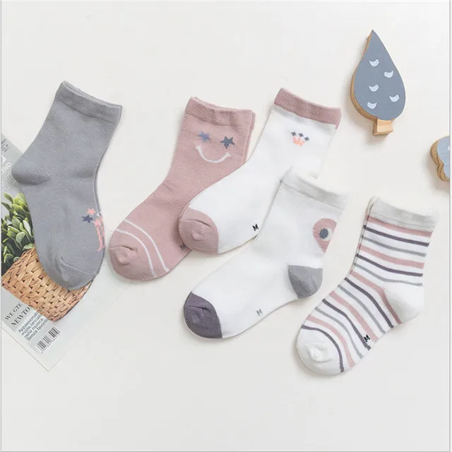 Imcute, 5 пар, милые удобные носки с текстовым принтом для новорожденных детские вязаные хлопковые мягкие носки для маленьких мальчиков От 1 до 12 лет для девочек Miaoyoutong - Цвет: E Style 5Pair