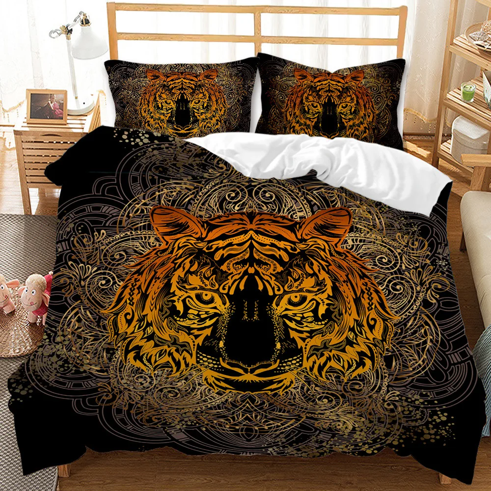 Black And Yellow Printing Bedding Set Duvet Cover+Sheet+Pillow Case Four-Piece 
