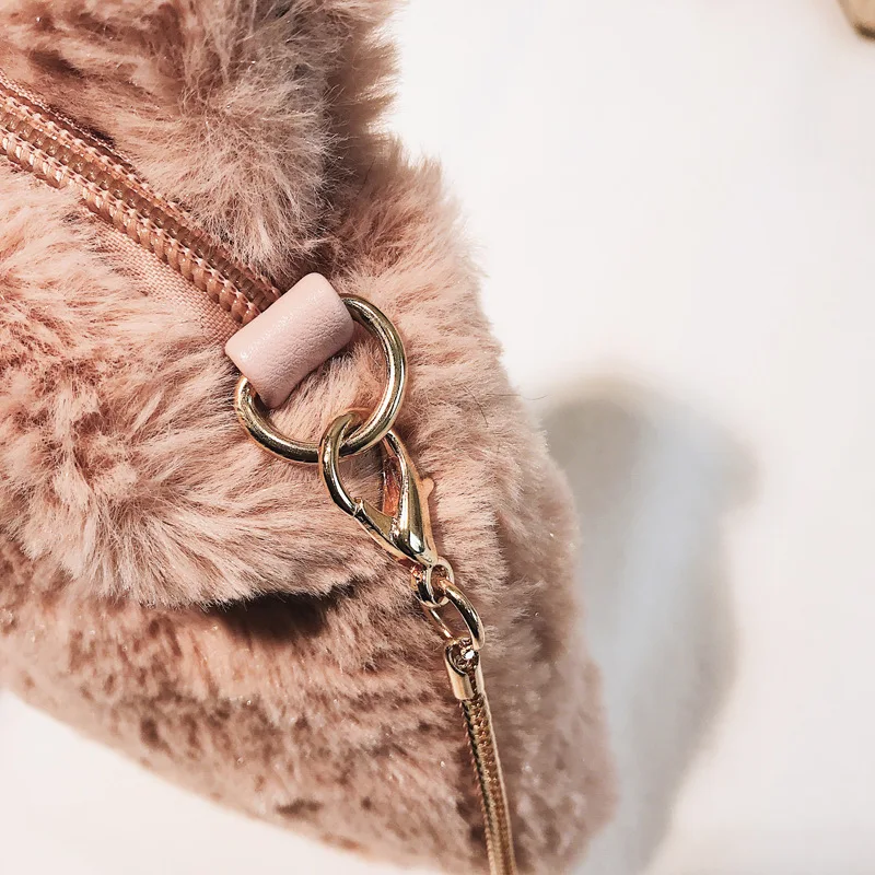 

Korean-style Plush Simple Key Bag Bear Tail Shoulder Oblique WOMEN'S Bag