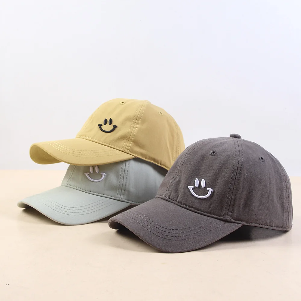 

Spring And Autumn Korean-style Versitile Fashion Smiley Baseball Cap Curved Brim Casual Brim Hat Men's Harajuku Students Topee C