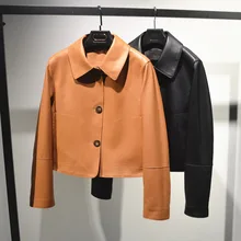 

2022 Genuine Leather Women Fashion Casual Loose Sheepskin Jacket G10