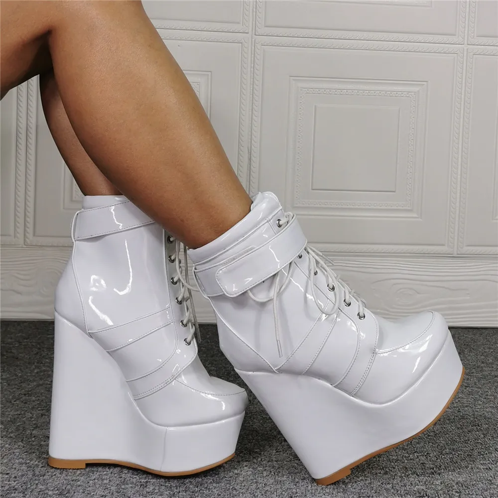 Sepatu Bot Hak Wedge Wanita Baru Buatan 