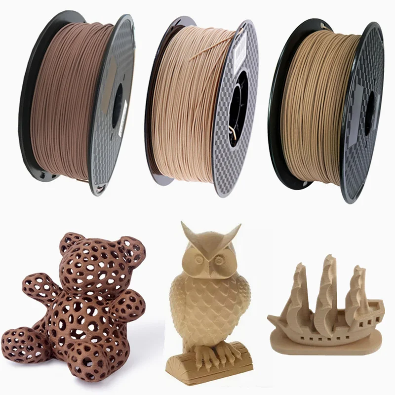 Filamento de madera PLA para impresora 3D, suministro de materiales de impresión 3D, Color madera de caoba, 1,75mm, 1kG/500G/250G