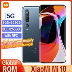 Xiaomi Mi 10 5G Smartphone Global ROM 8GB+256GB Snapdragon 865 X55 Octa Core 108MP Pixel 4780mAh With NFC 90HZ Curved Screen