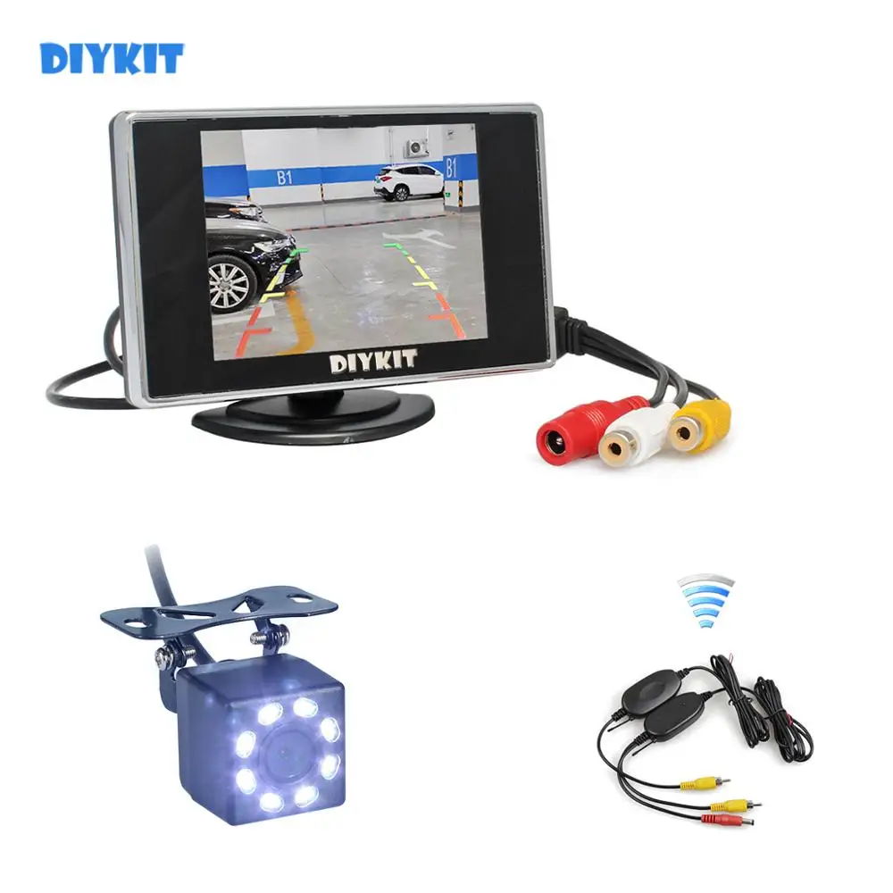 

DIYKIT Wireless 3.5" TFT LCD Backup HD Car Monitor Rear View Car LED Camera Kit Reversing Auto Parking Assistance System